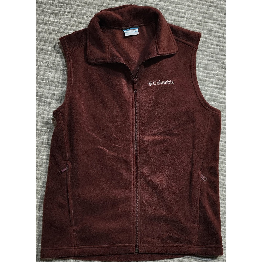 Columbia Fleece Vest brown Full Zip Pockets Women's Size Small